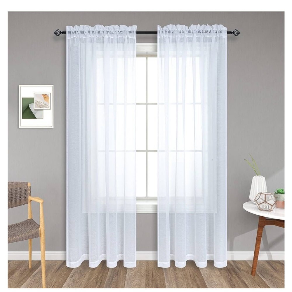 84” white sheer curtains